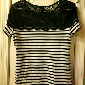 H&M Striped shirt with lace top